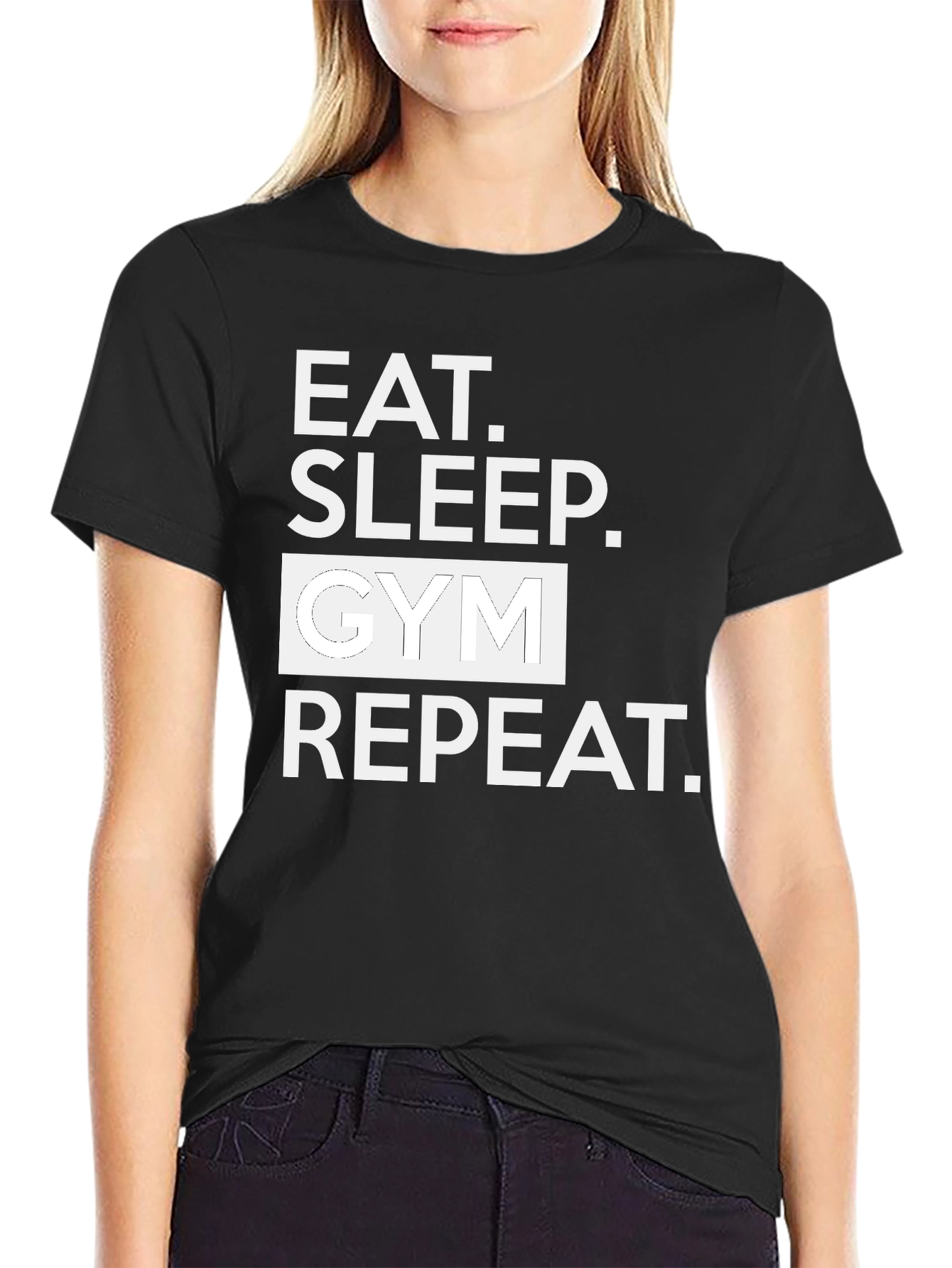 Eat Sleep Gym Repeat Black T-Shirt