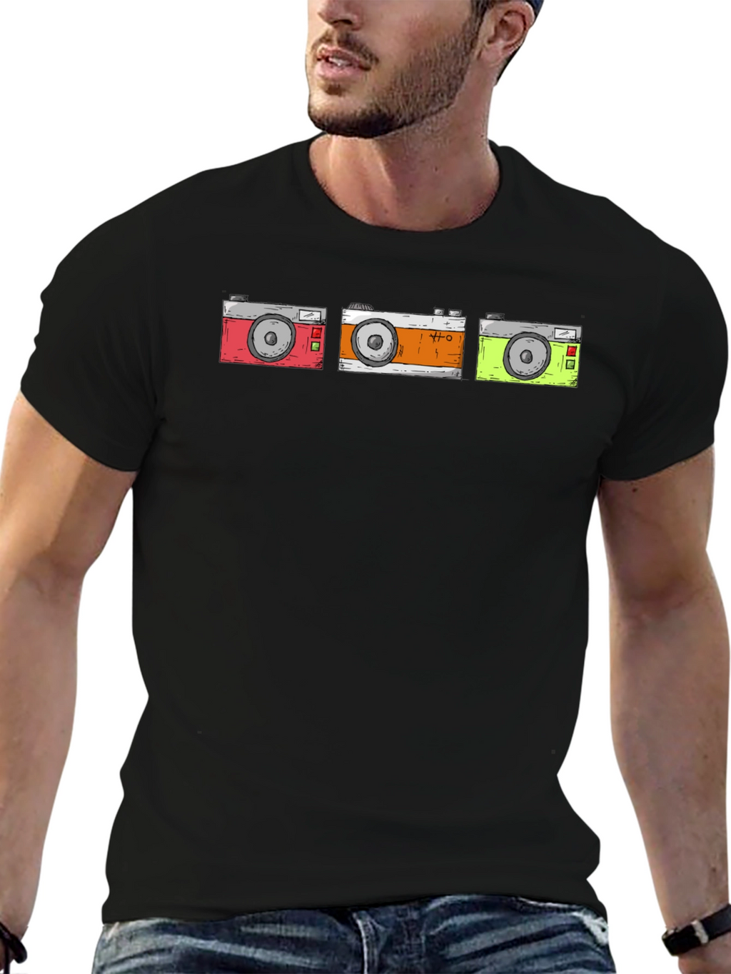 Retro Camera T-Shirt - Black