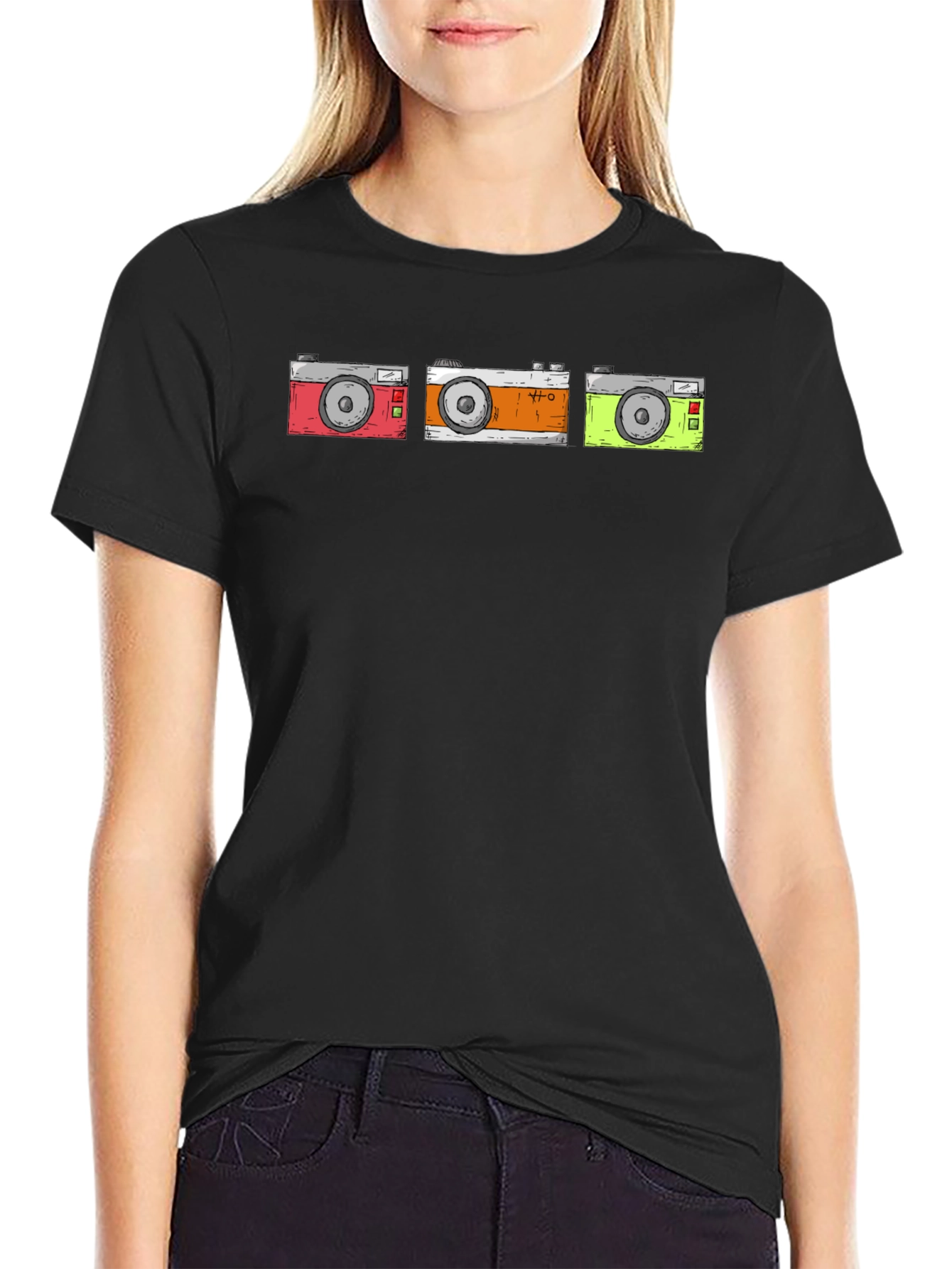 Retro Camera T-Shirt - Black