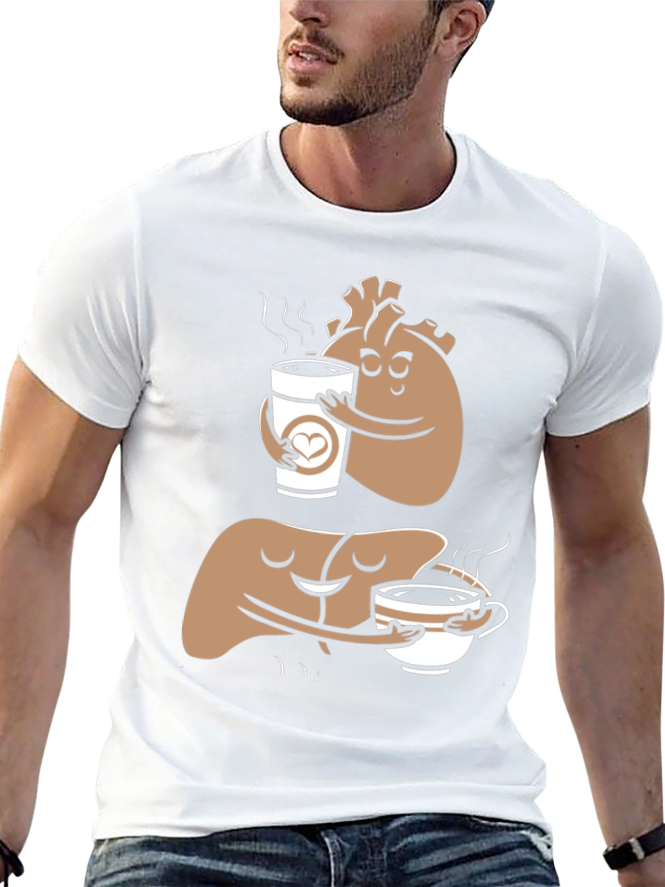 Anatomical Heart & Liver Coffee T-Shirt