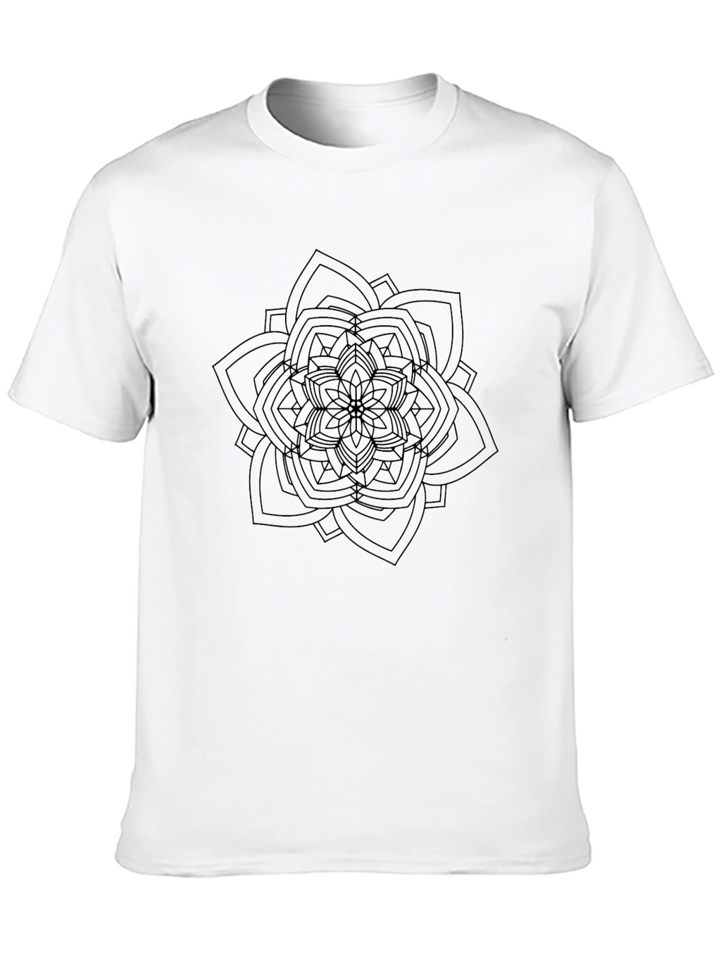 Black T-Shirt with Geometric Mandala Design