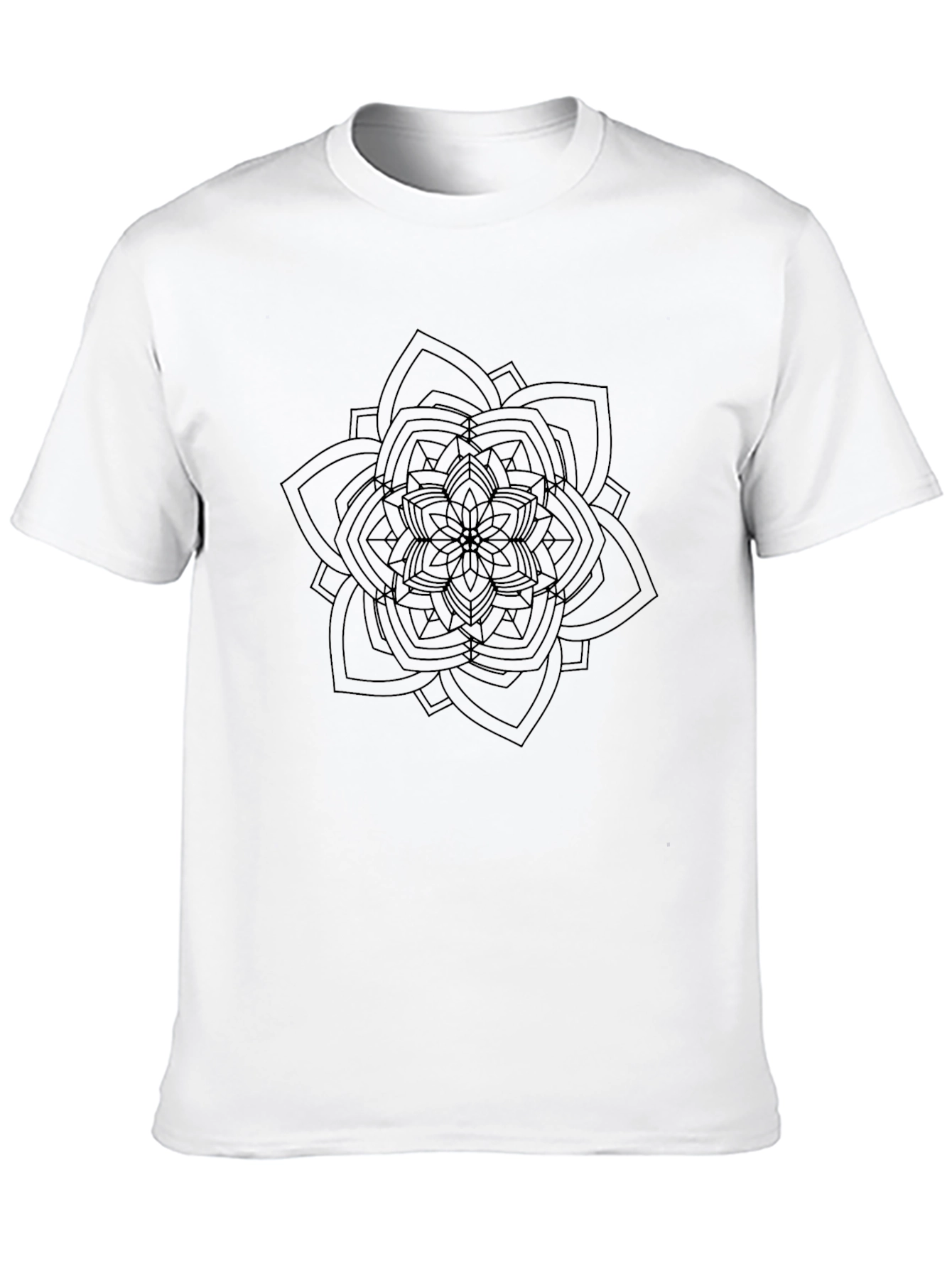 Black T-Shirt with Geometric Mandala Design