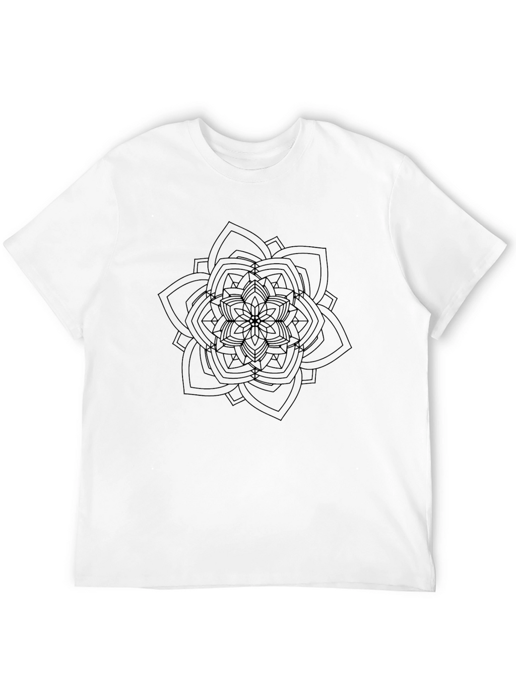 Black T-Shirt with Geometric Mandala Design