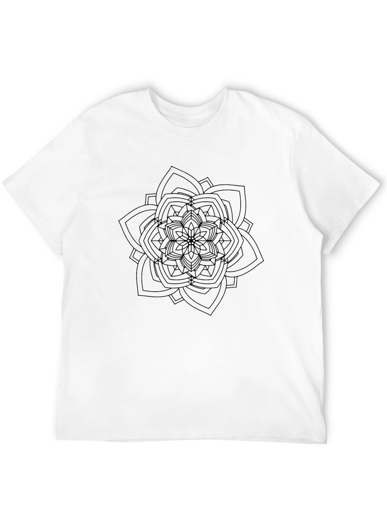 Black T-Shirt with Geometric Mandala Design