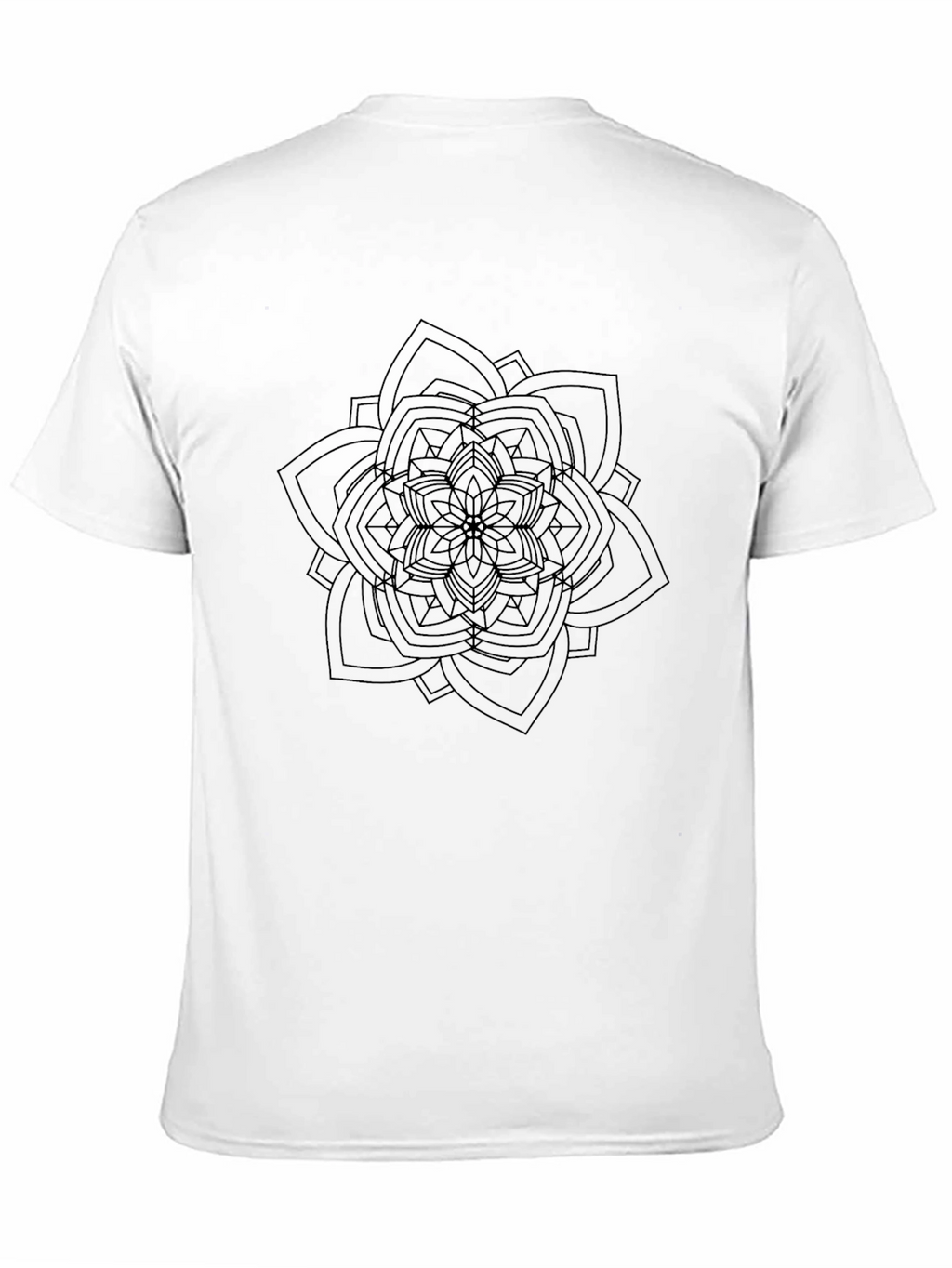 Black T-Shirt with Geometric Mandala Design