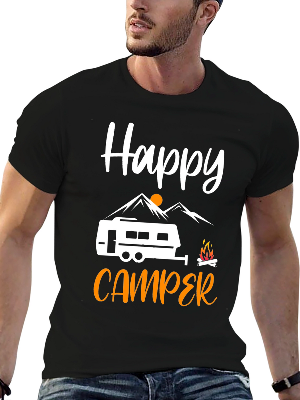 Happy Camper Graphic Tee - Outdoor Adventure Shirt