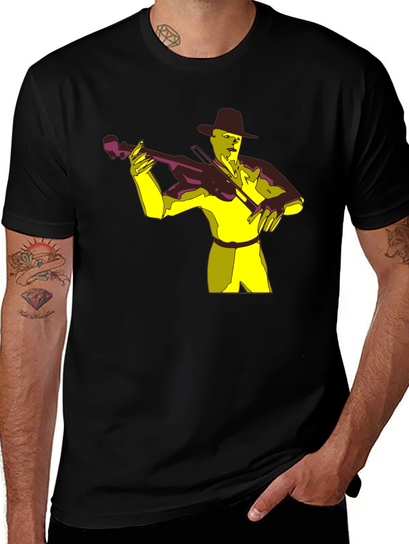 Musician Graphic Tee - Black Cotton T-Shirt