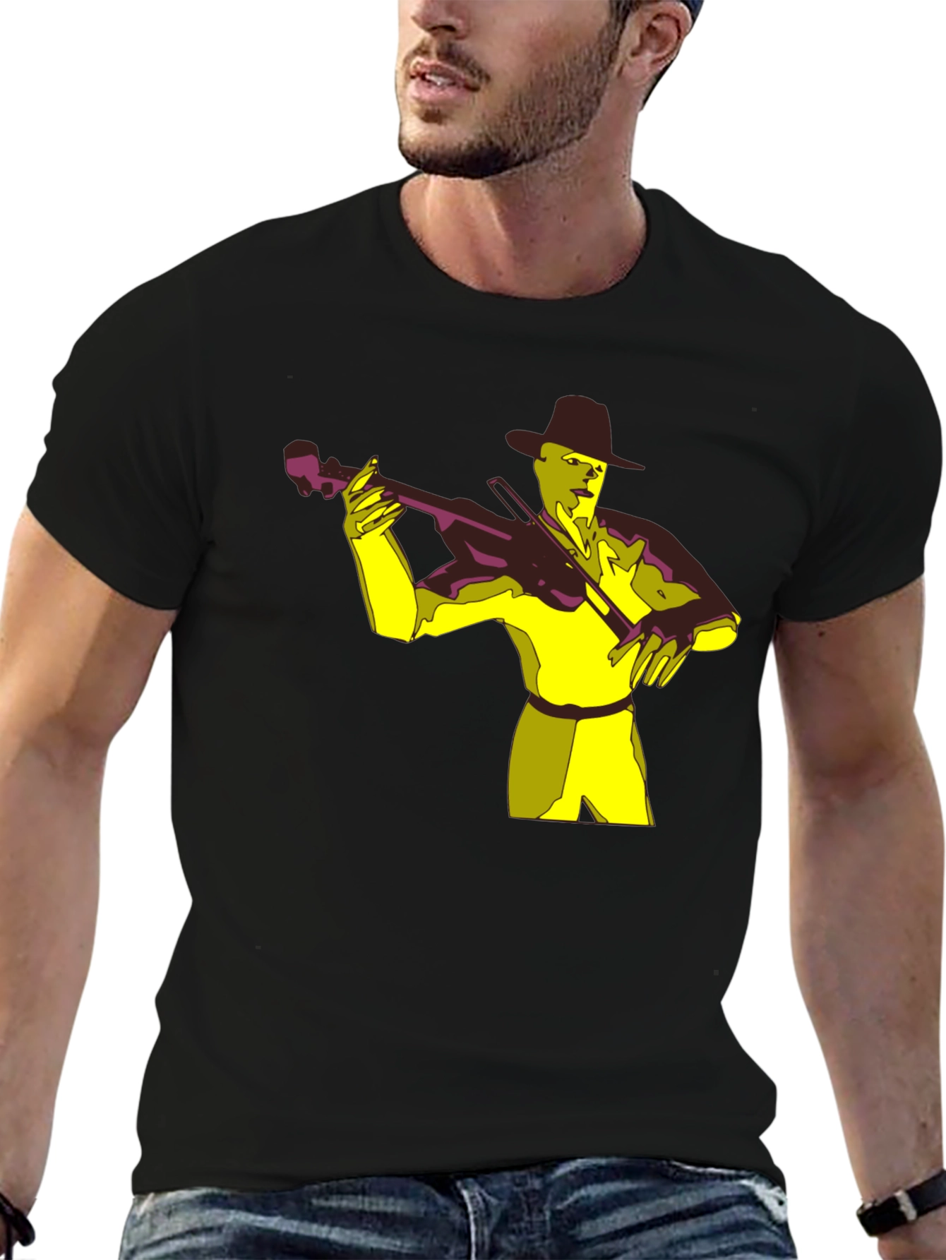 Musician Graphic Tee - Black Cotton T-Shirt