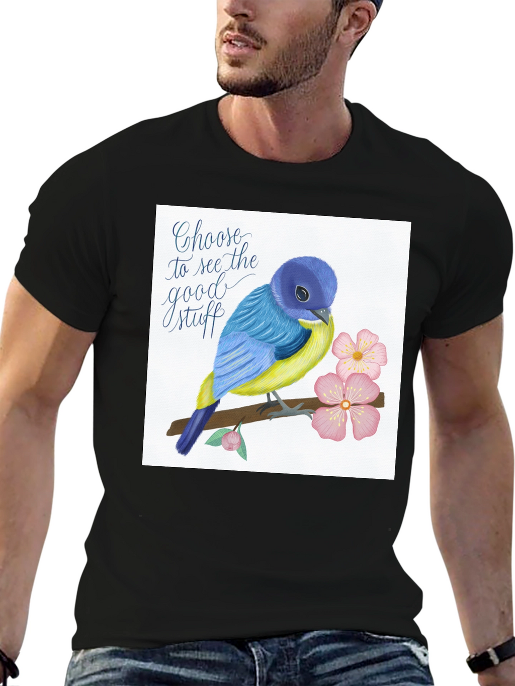 Choose Good Stuff Bird Graphic T-Shirt