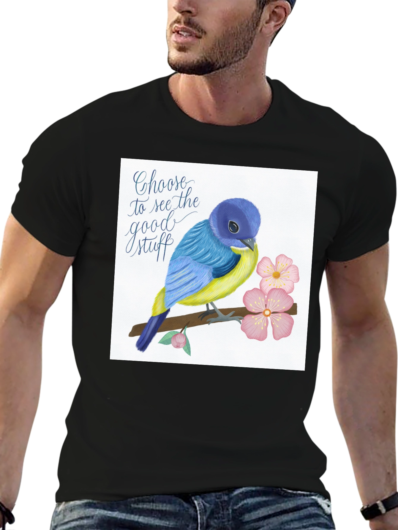 Choose Good Stuff Bird Graphic T-Shirt