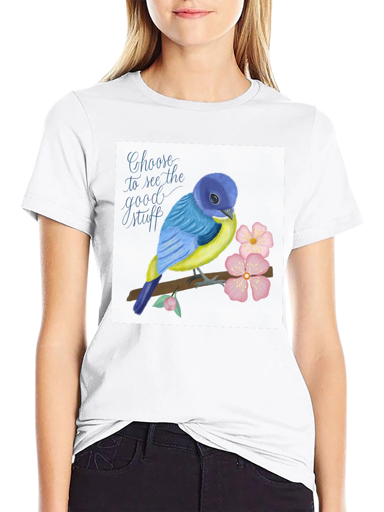 Choose Good Stuff Bird Graphic T-Shirt