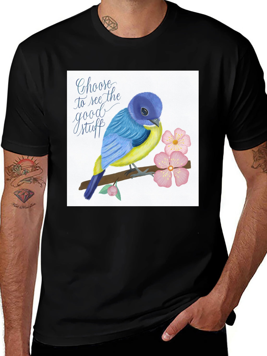Choose Good Stuff Bird Graphic T-Shirt