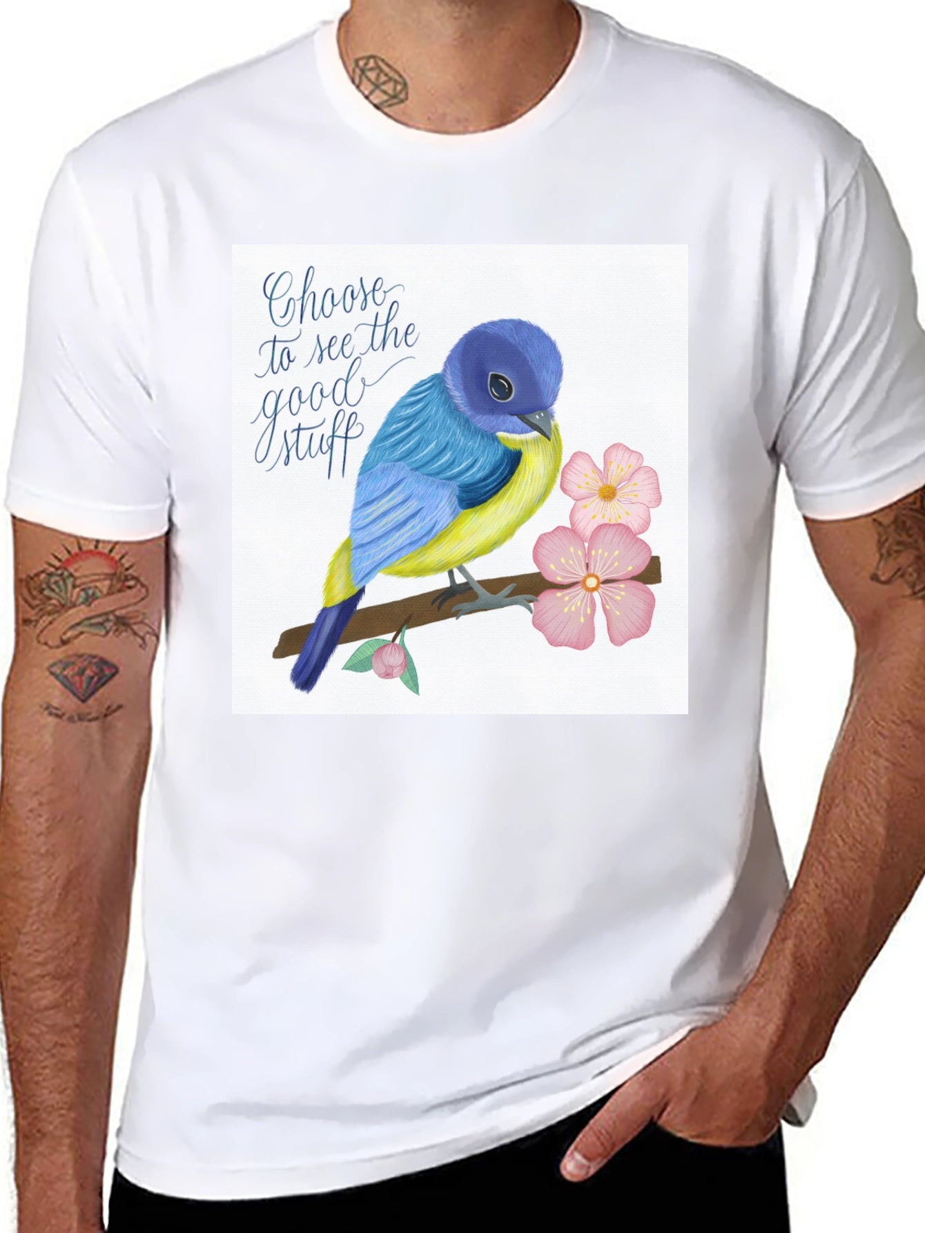 Choose Good Stuff Bird Graphic T-Shirt