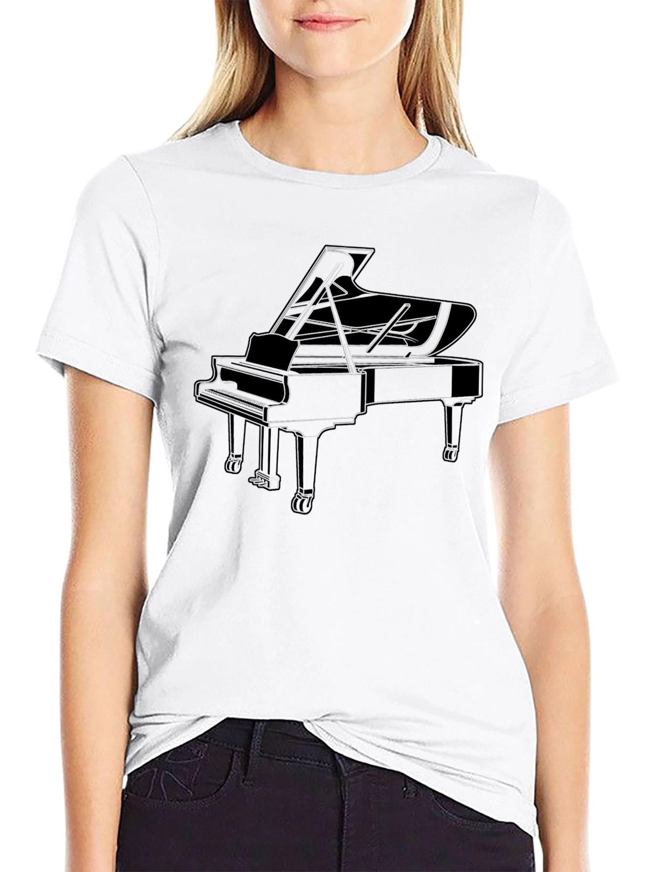 Grand Piano Graphic Tee - Classic Musical Style
