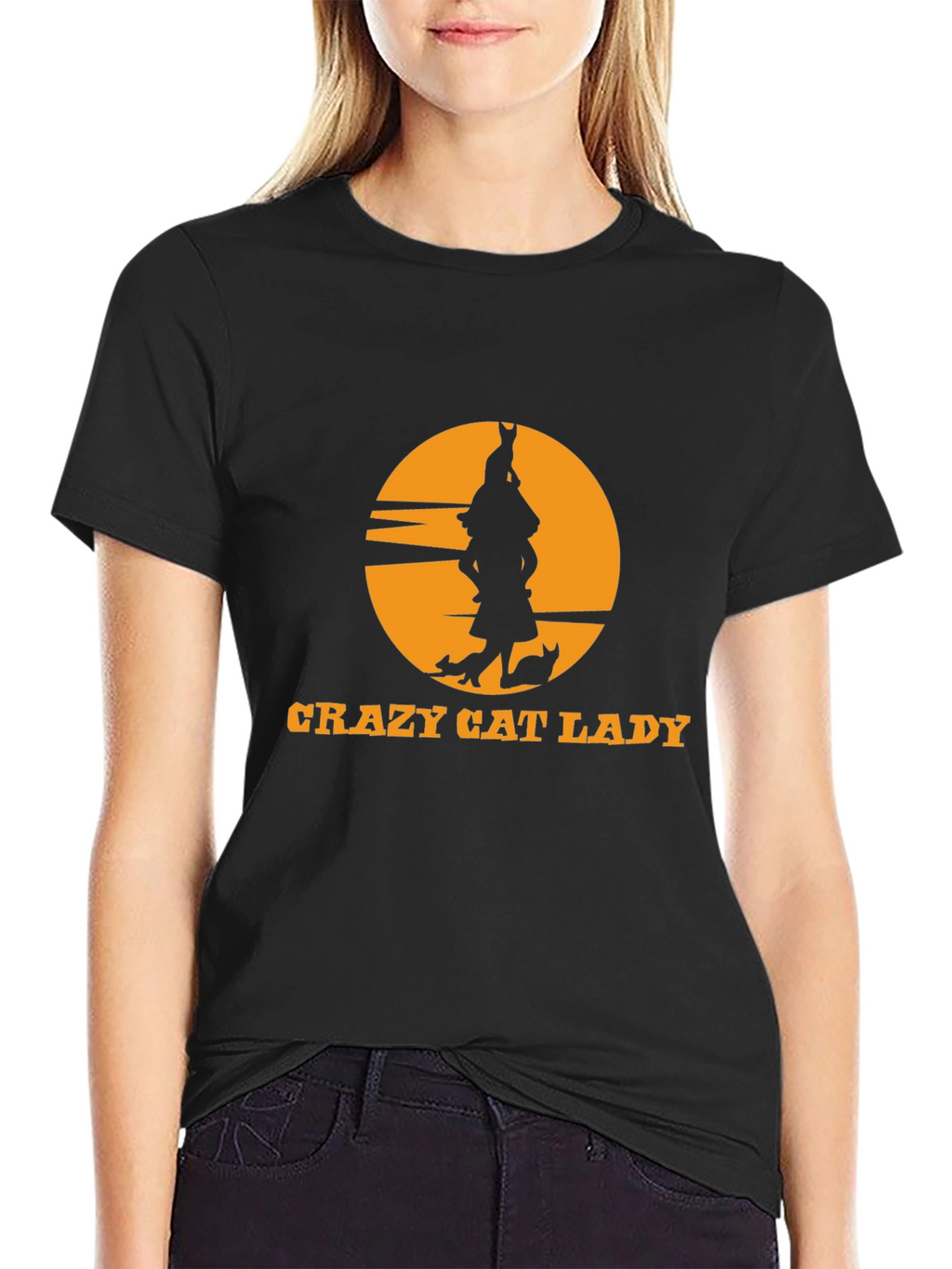 Crazy Cat Lady Black T-Shirt Novelty