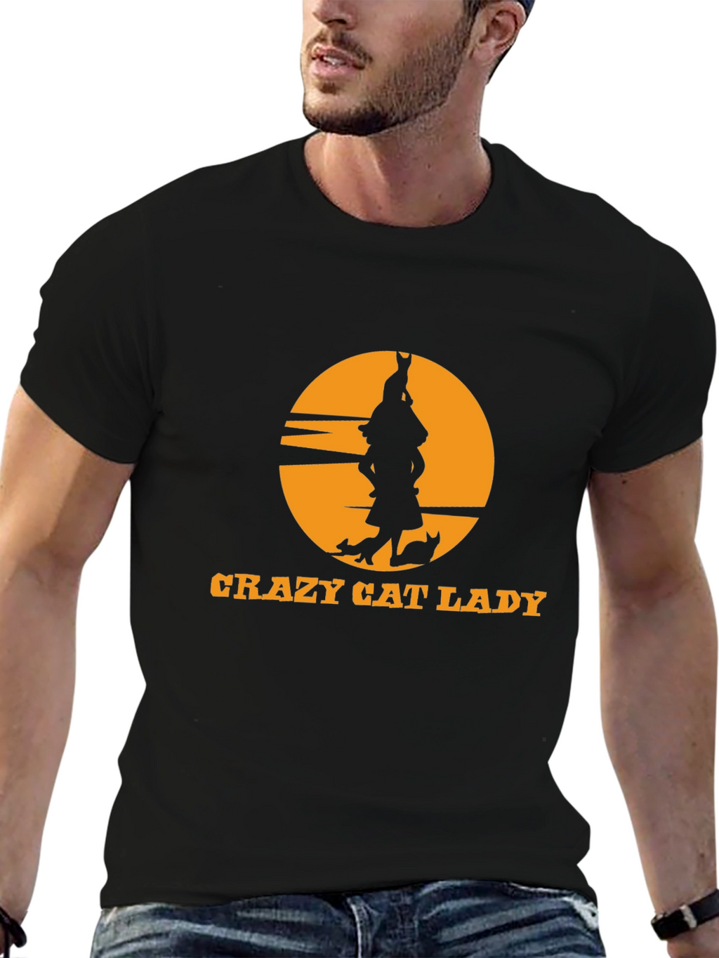 Crazy Cat Lady Black T-Shirt Novelty