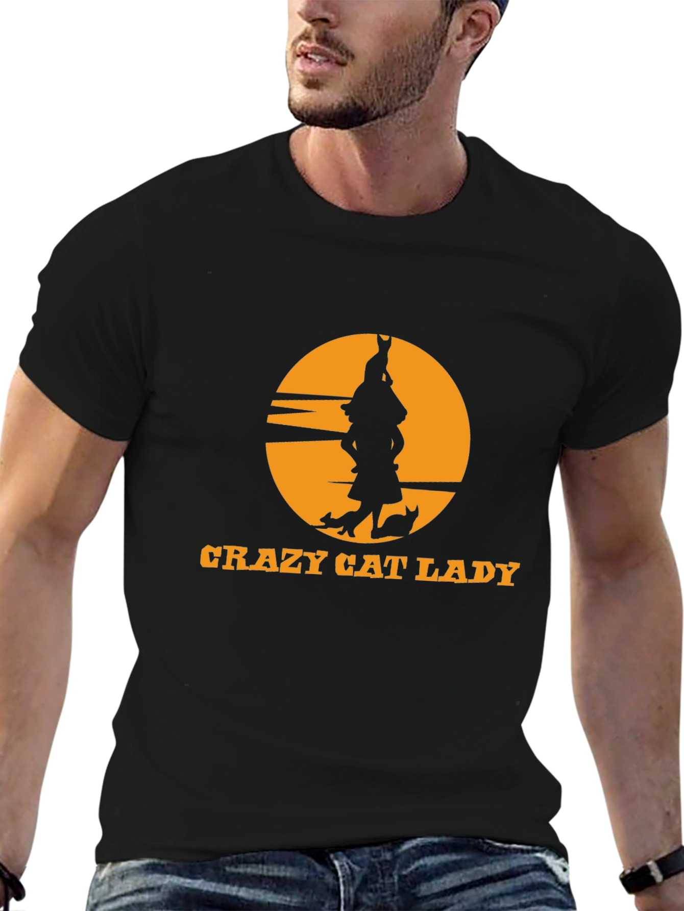 Crazy Cat Lady Black T-Shirt Novelty