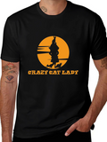 Crazy Cat Lady Black T-Shirt Novelty