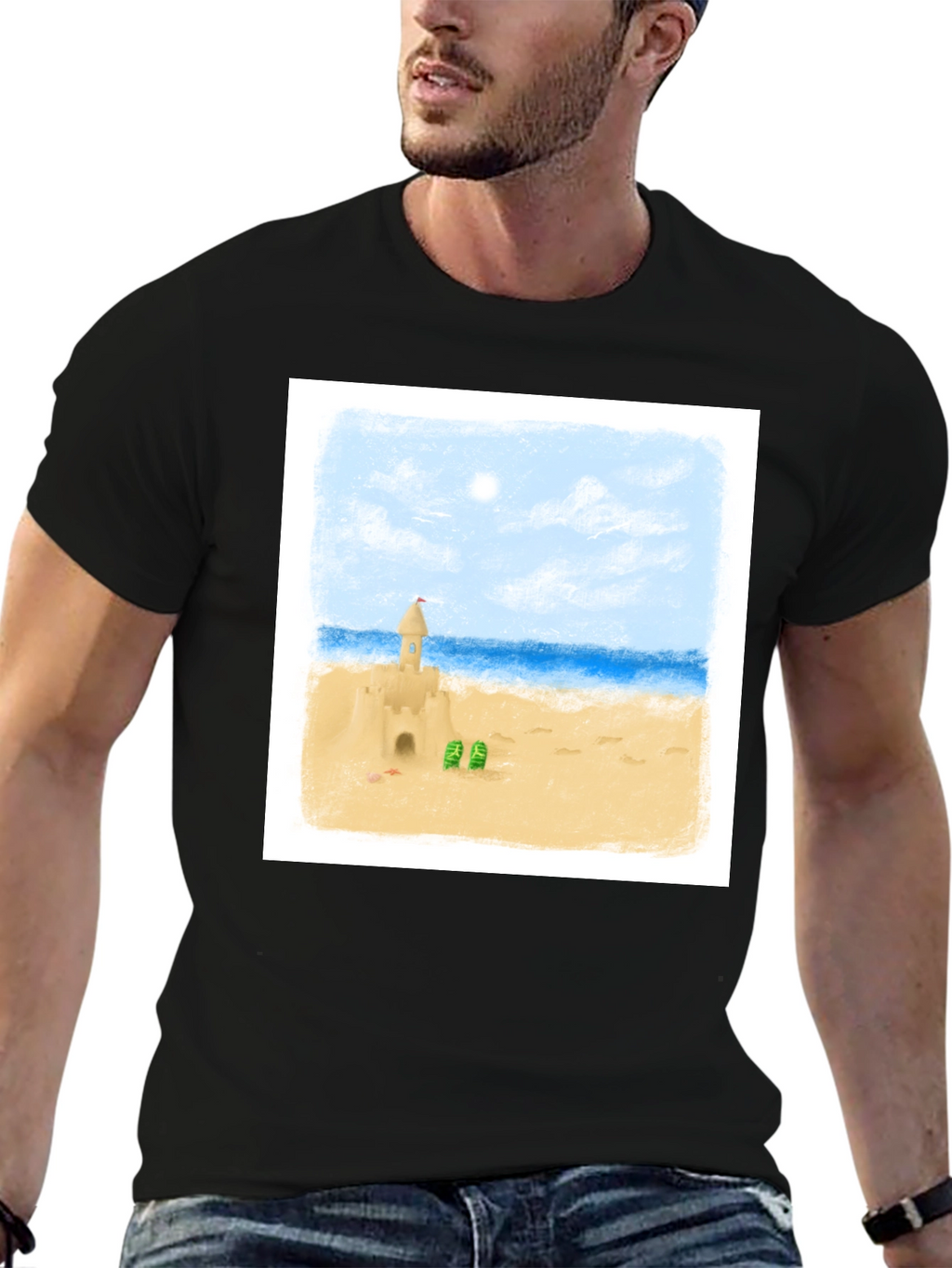 Sandcastle Beach Day T-Shirt - Black
