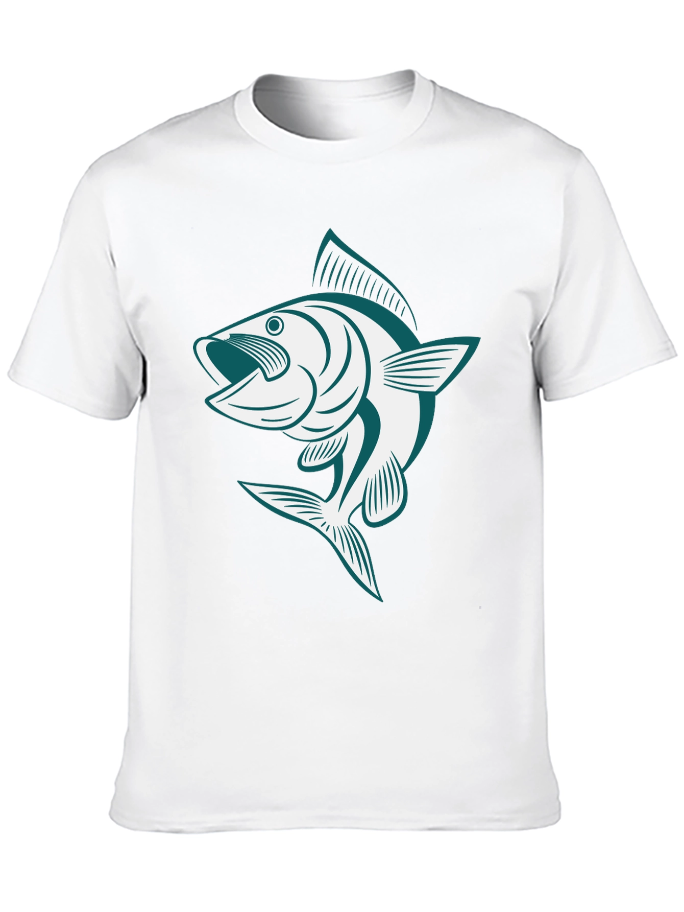 Bass Fish Graphic Tee - Black Casual Cotton Shirt