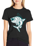 Bass Fish Graphic Tee - Black Casual Cotton Shirt
