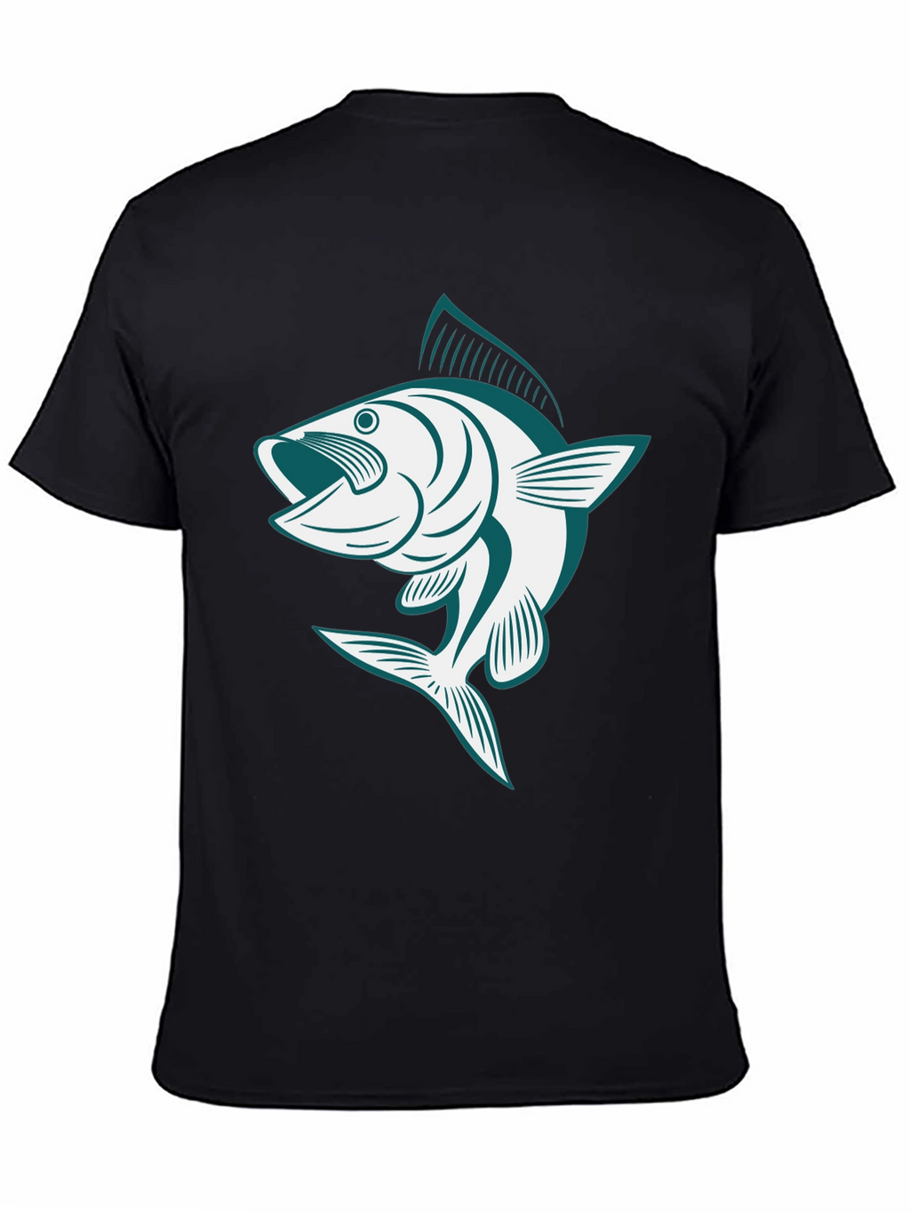 Bass Fish Graphic Tee - Black Casual Cotton Shirt