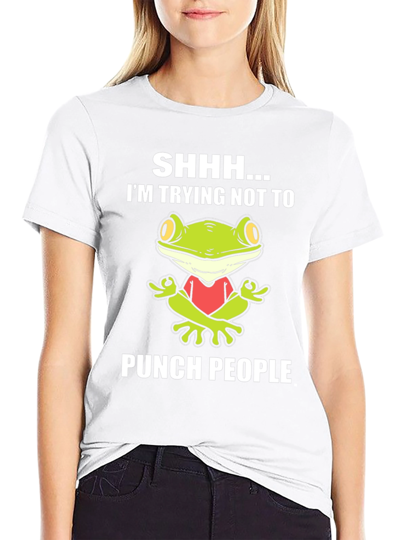 Funny Frog Graphic T-Shirt:  Trying Not to Punch People