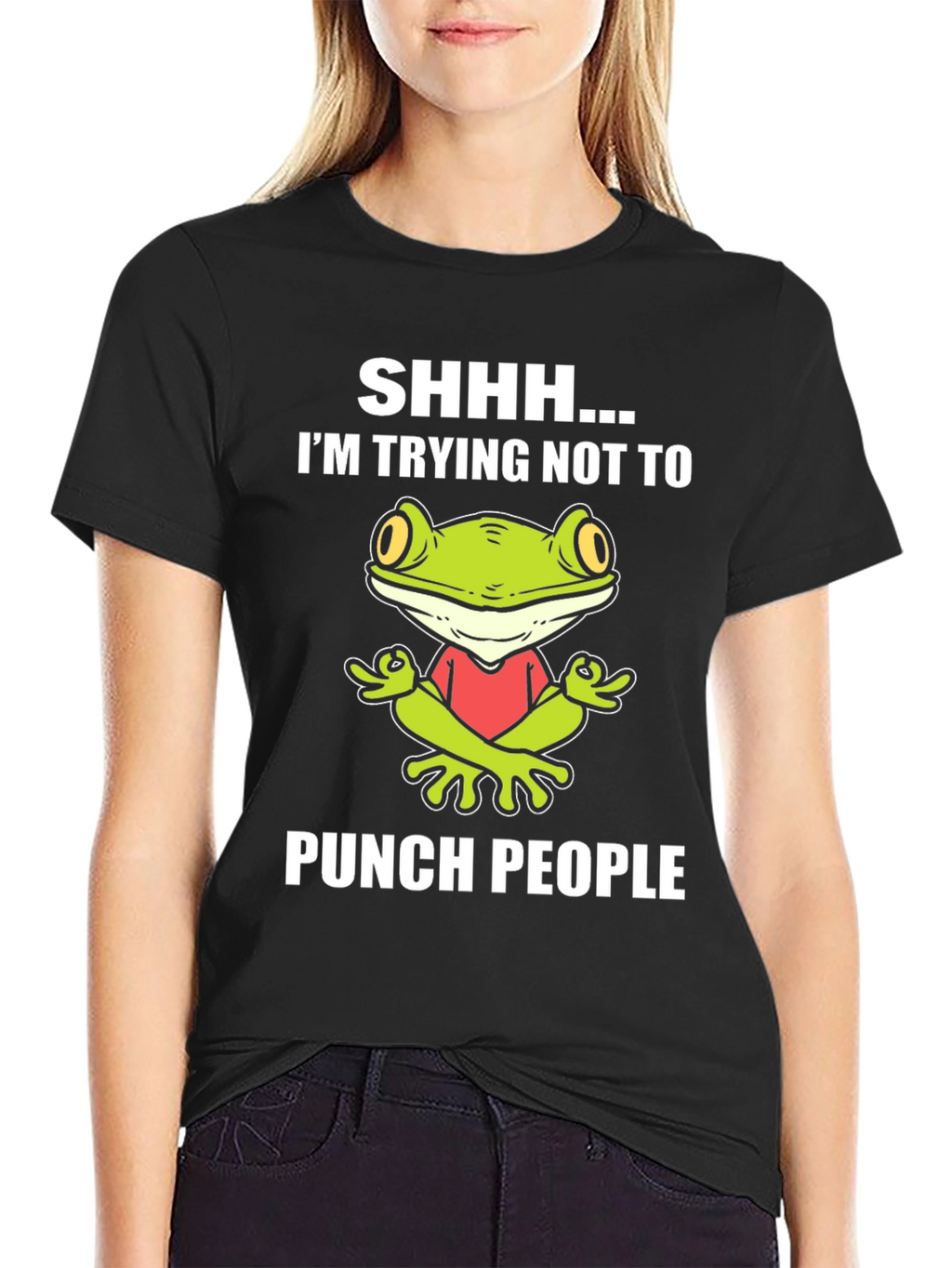 Funny Frog Graphic T-Shirt:  Trying Not to Punch People