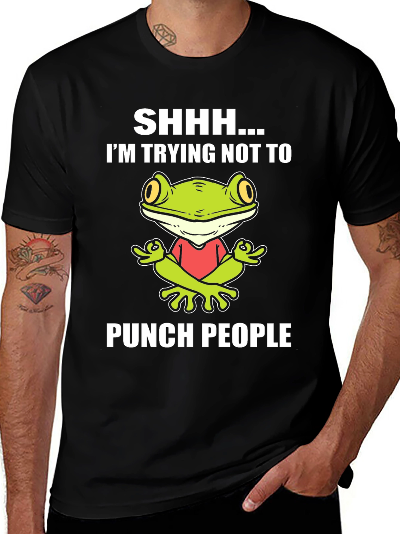 Funny Frog Graphic T-Shirt:  Trying Not to Punch People