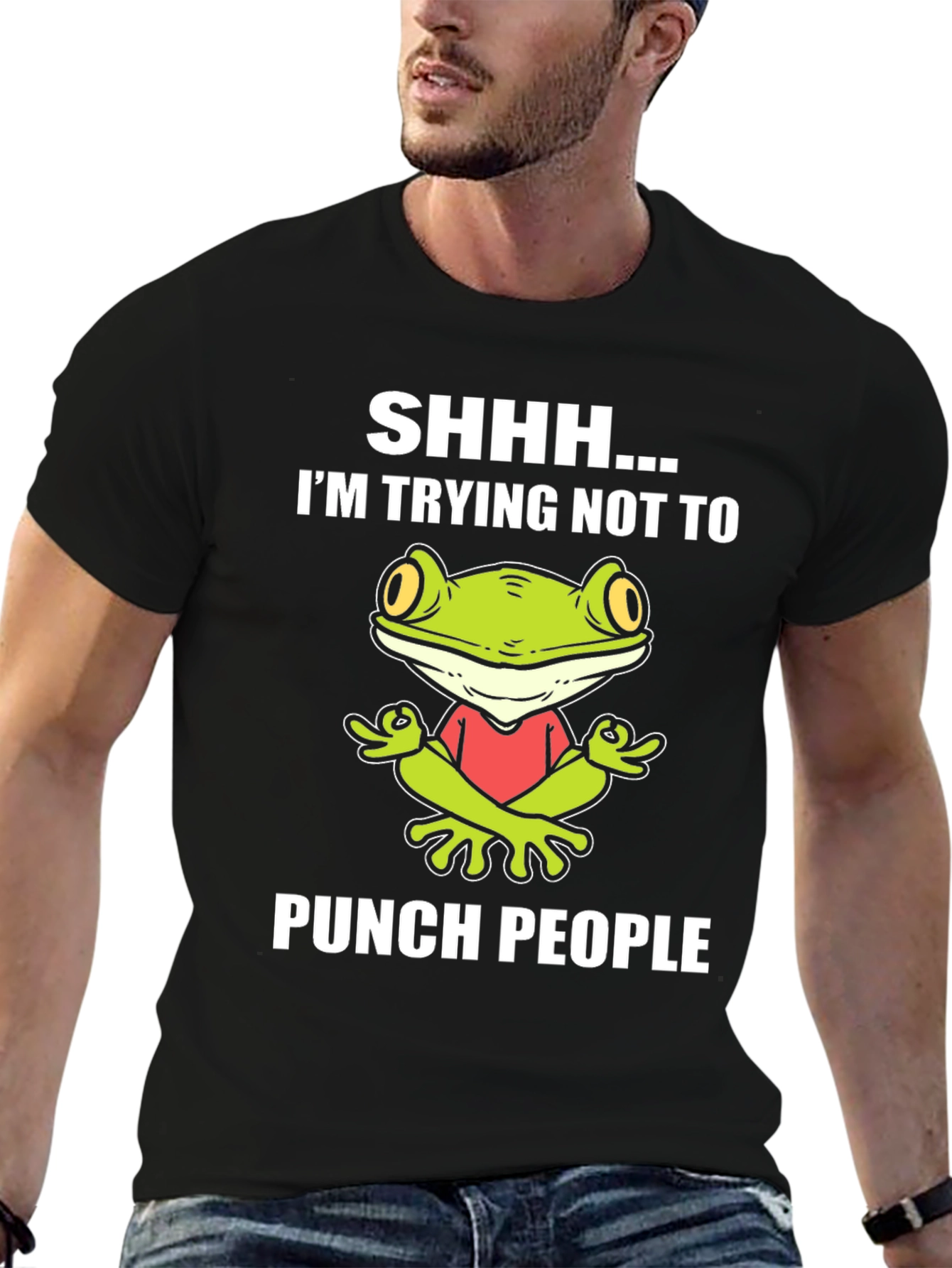 Funny Frog Graphic T-Shirt:  Trying Not to Punch People