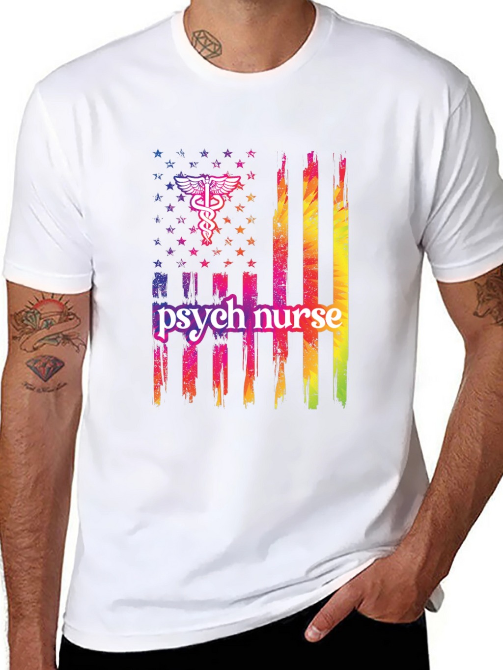Psych Nurse American Flag T-Shirt