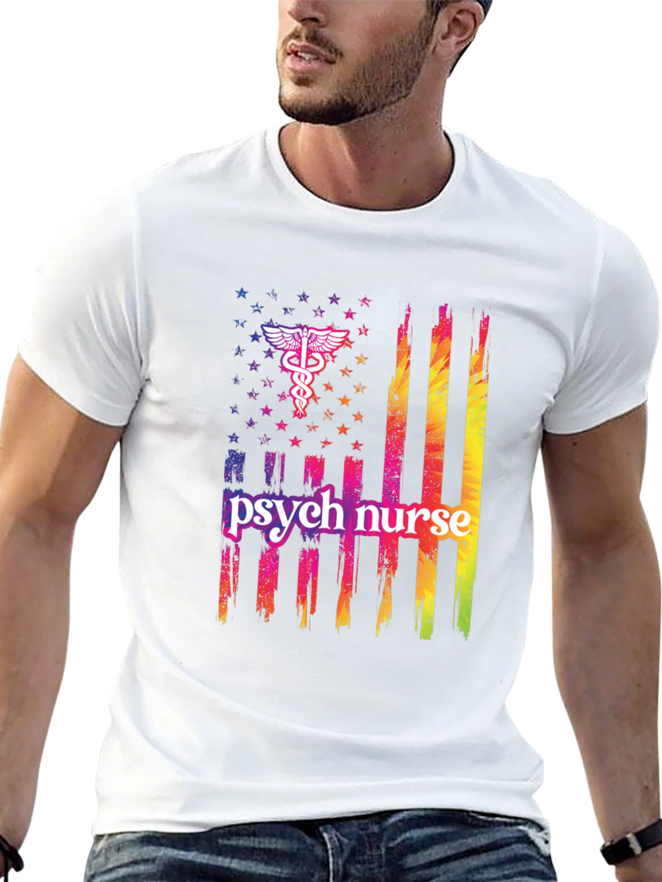 Psych Nurse American Flag T-Shirt