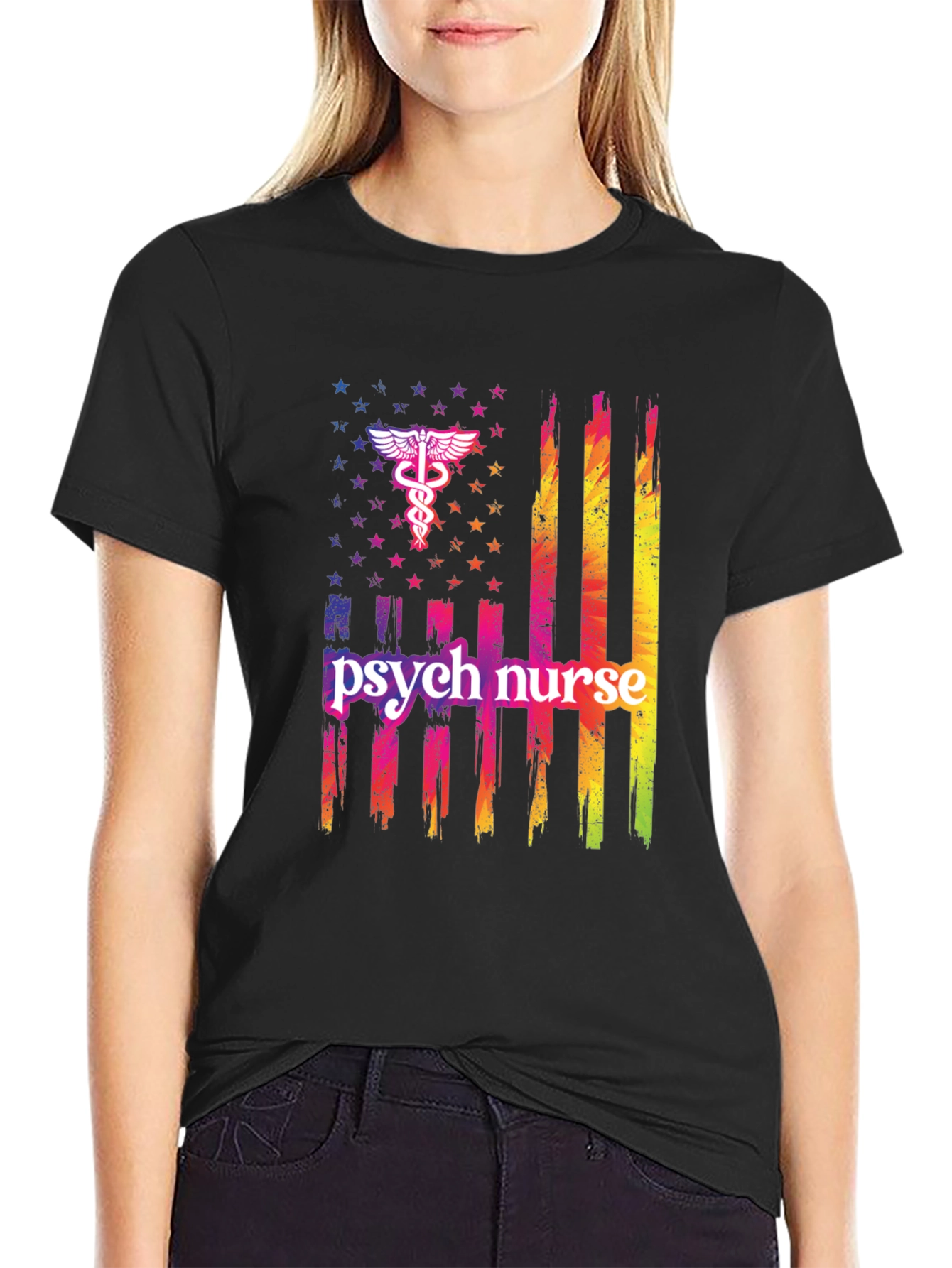 Psych Nurse American Flag T-Shirt