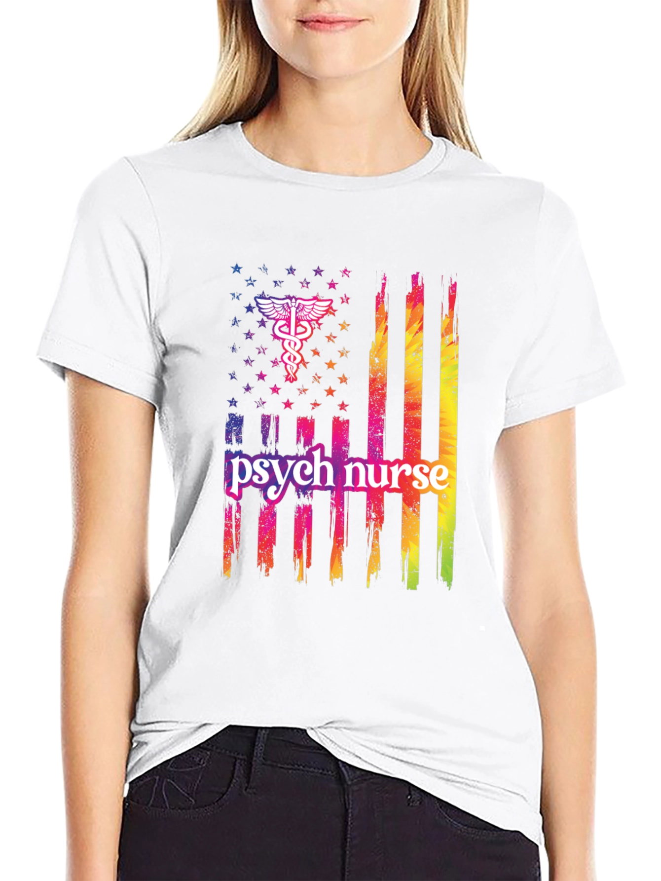 Psych Nurse American Flag T-Shirt
