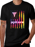 Psych Nurse American Flag T-Shirt