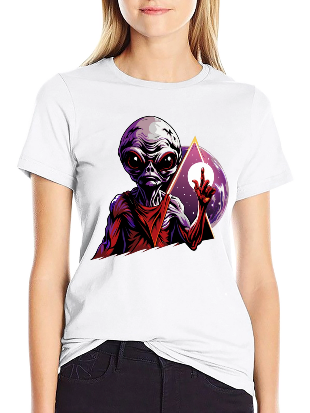 Alien Graphic Tee - Black Cotton T-Shirt