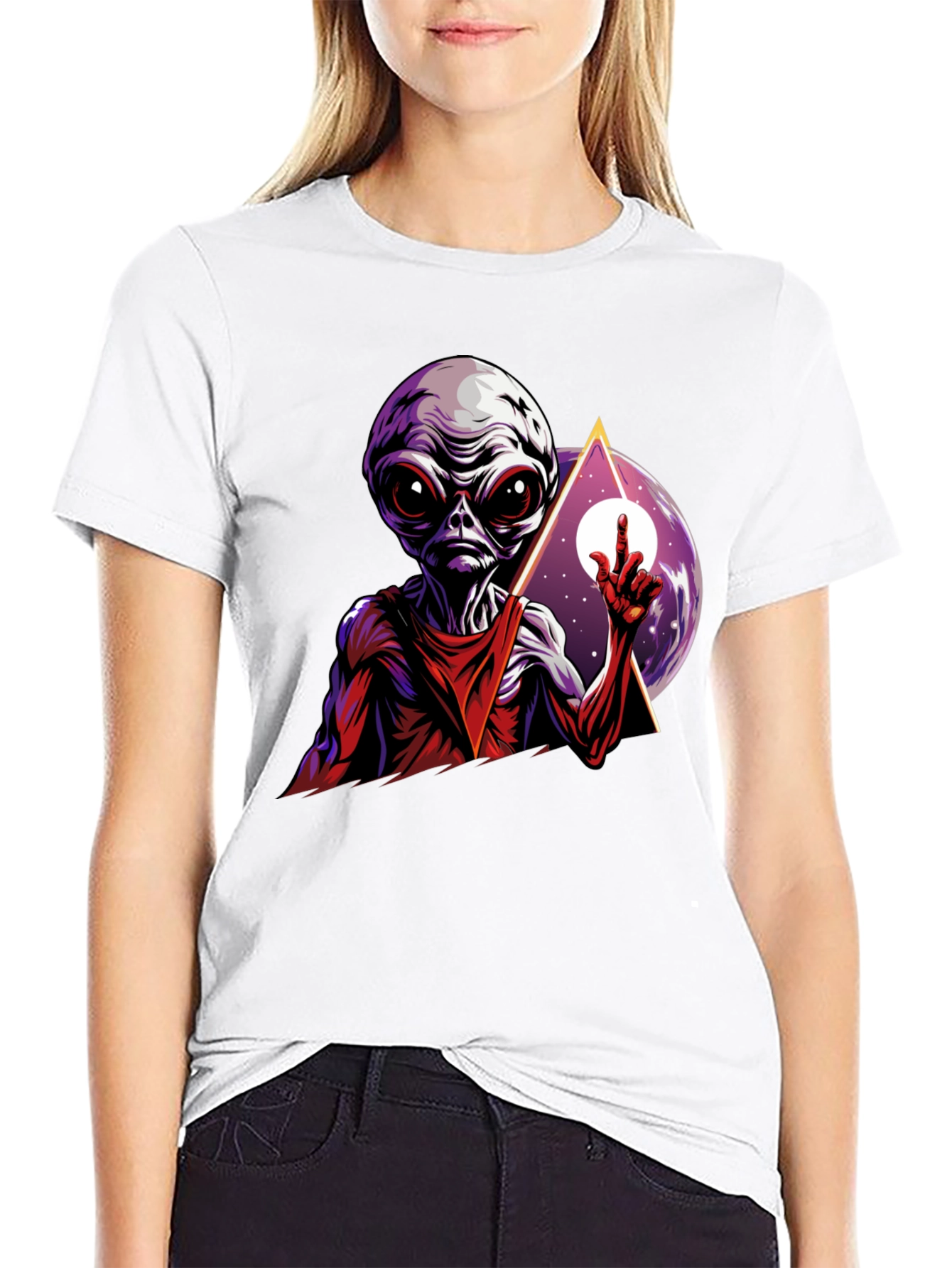 Alien Graphic Tee - Black Cotton T-Shirt