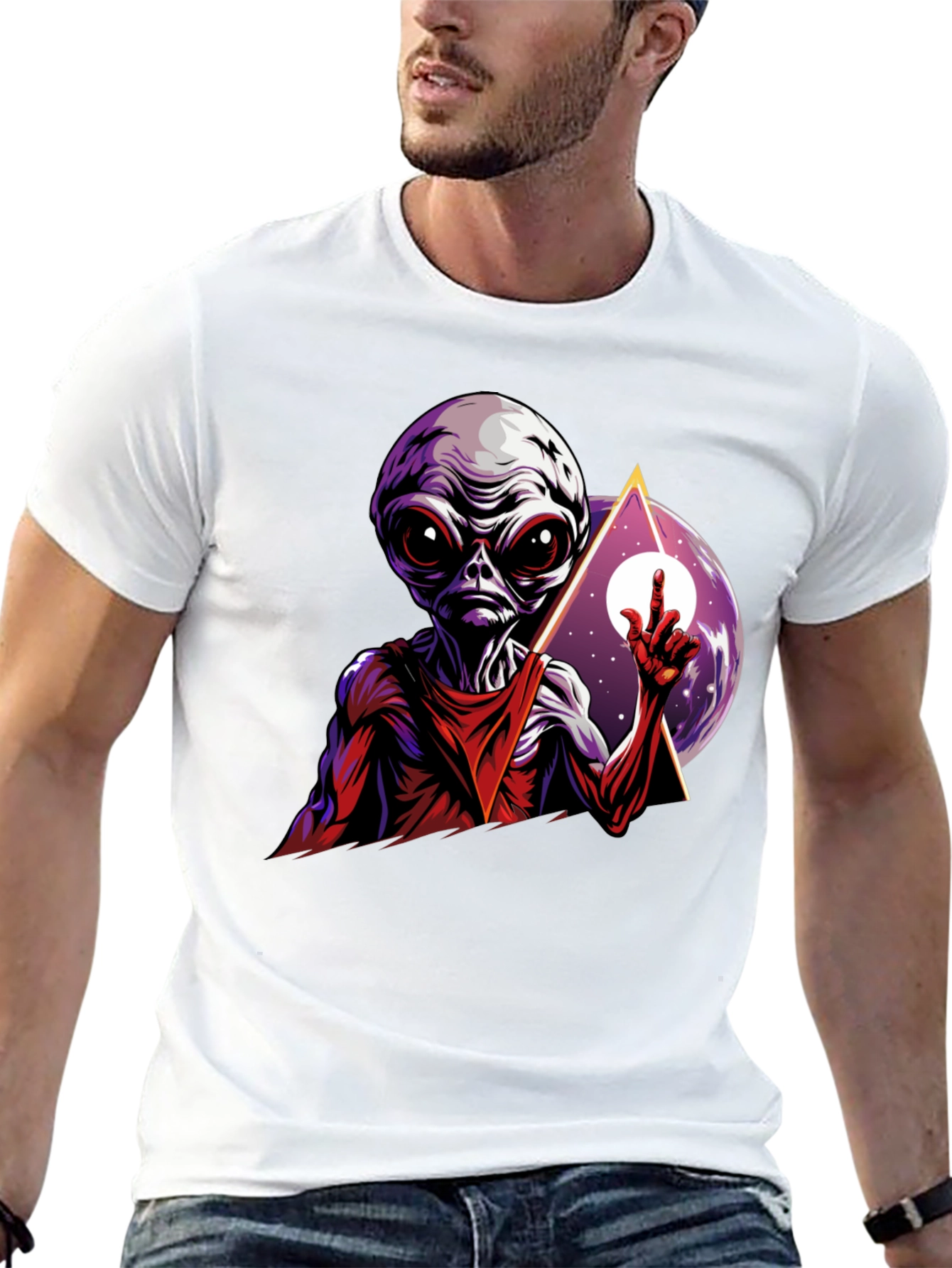 Alien Graphic Tee - Black Cotton T-Shirt