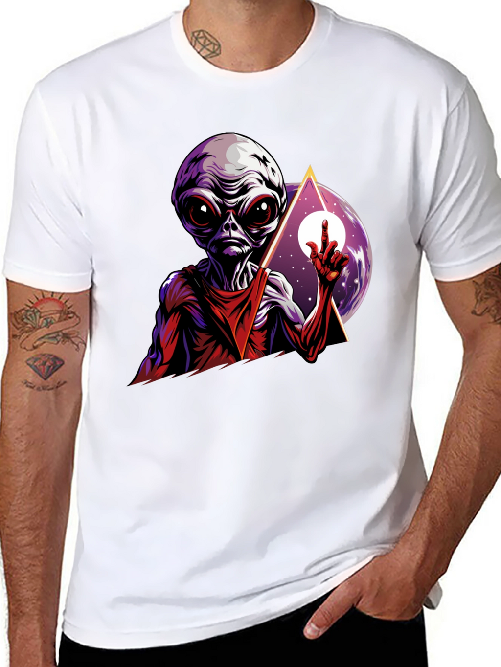 Alien Graphic Tee - Black Cotton T-Shirt