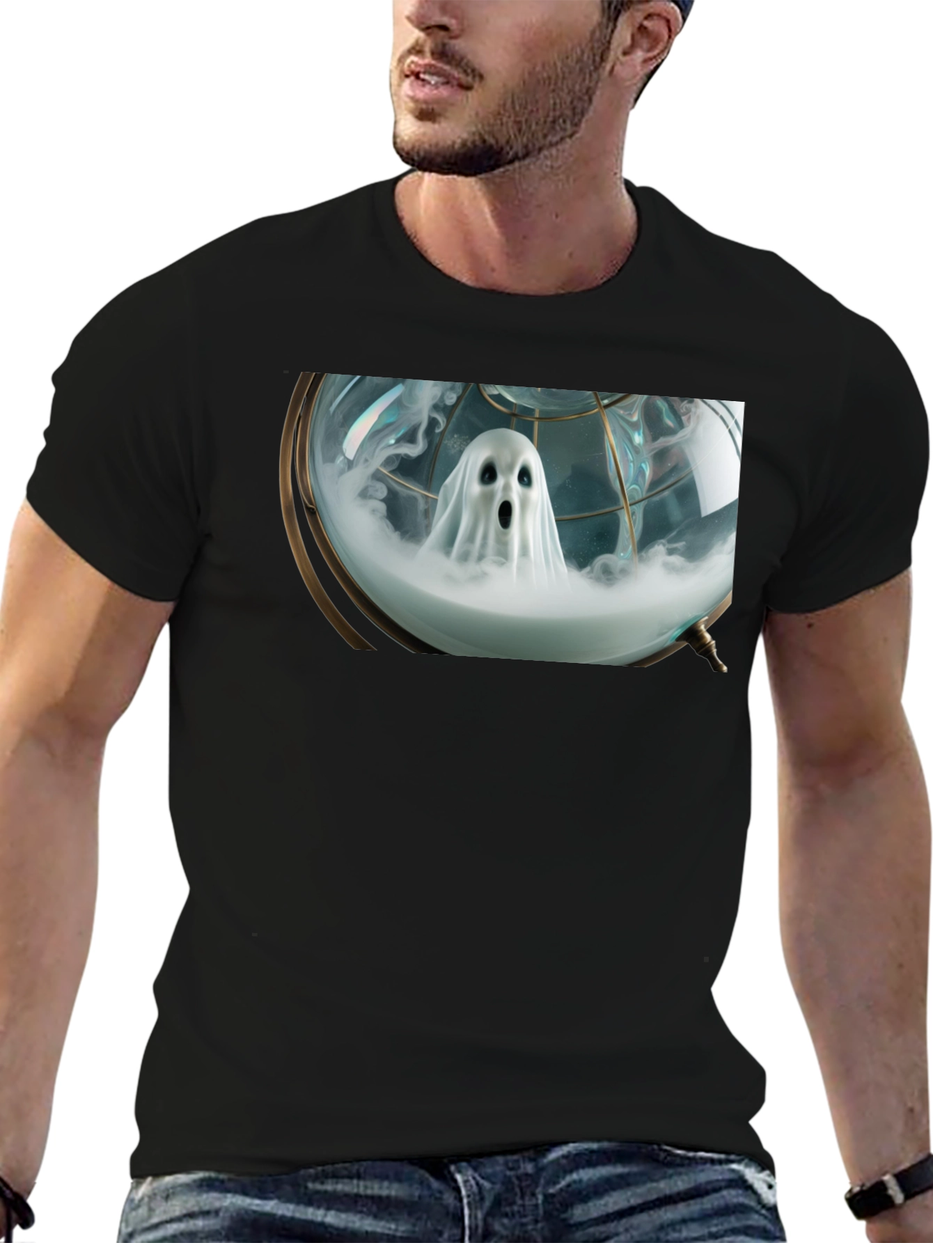 Ghost Globe Graphic T-Shirt - Spooky Style