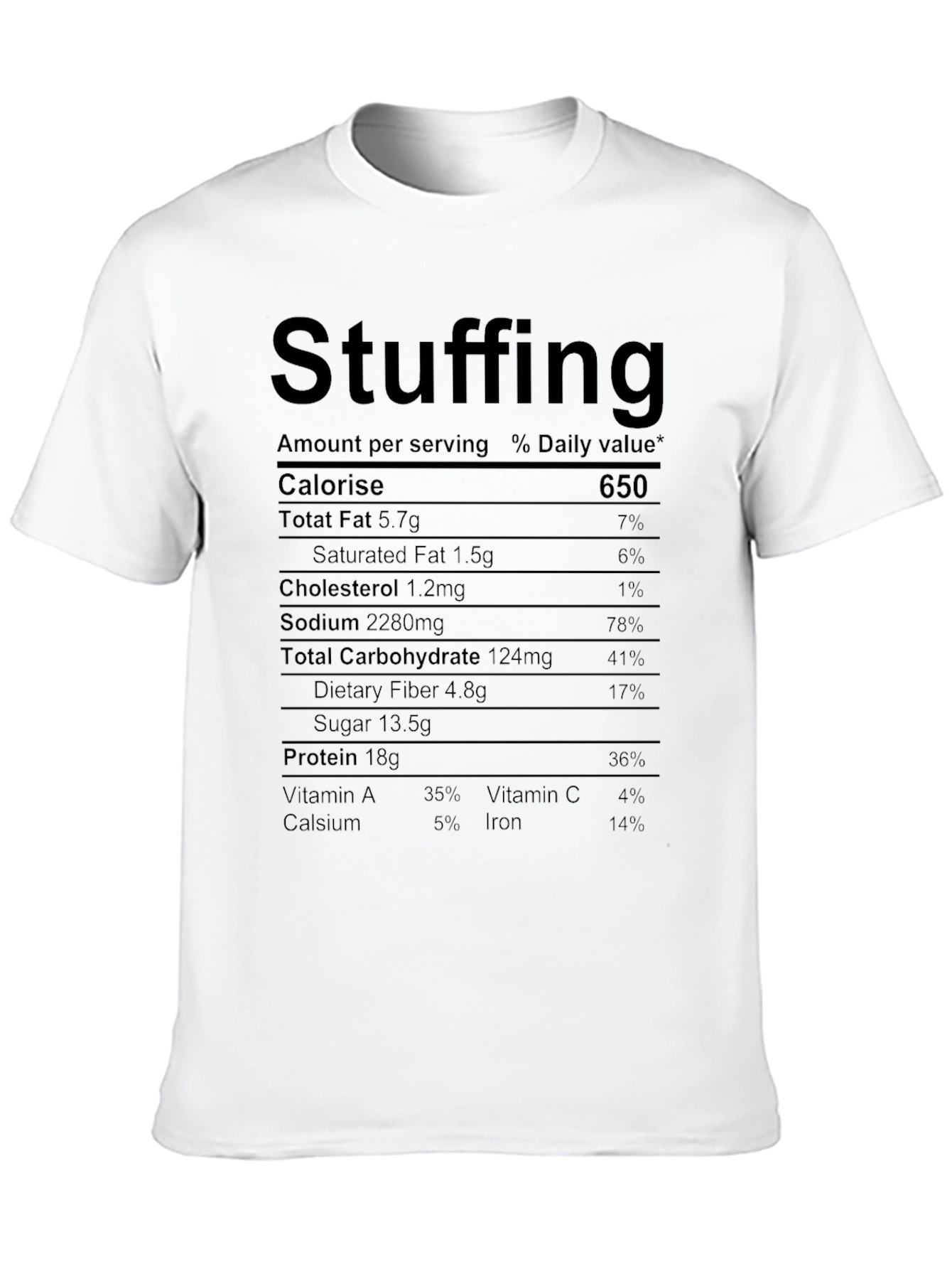 Funny Stuffing Nutrition Facts Black T-Shirt