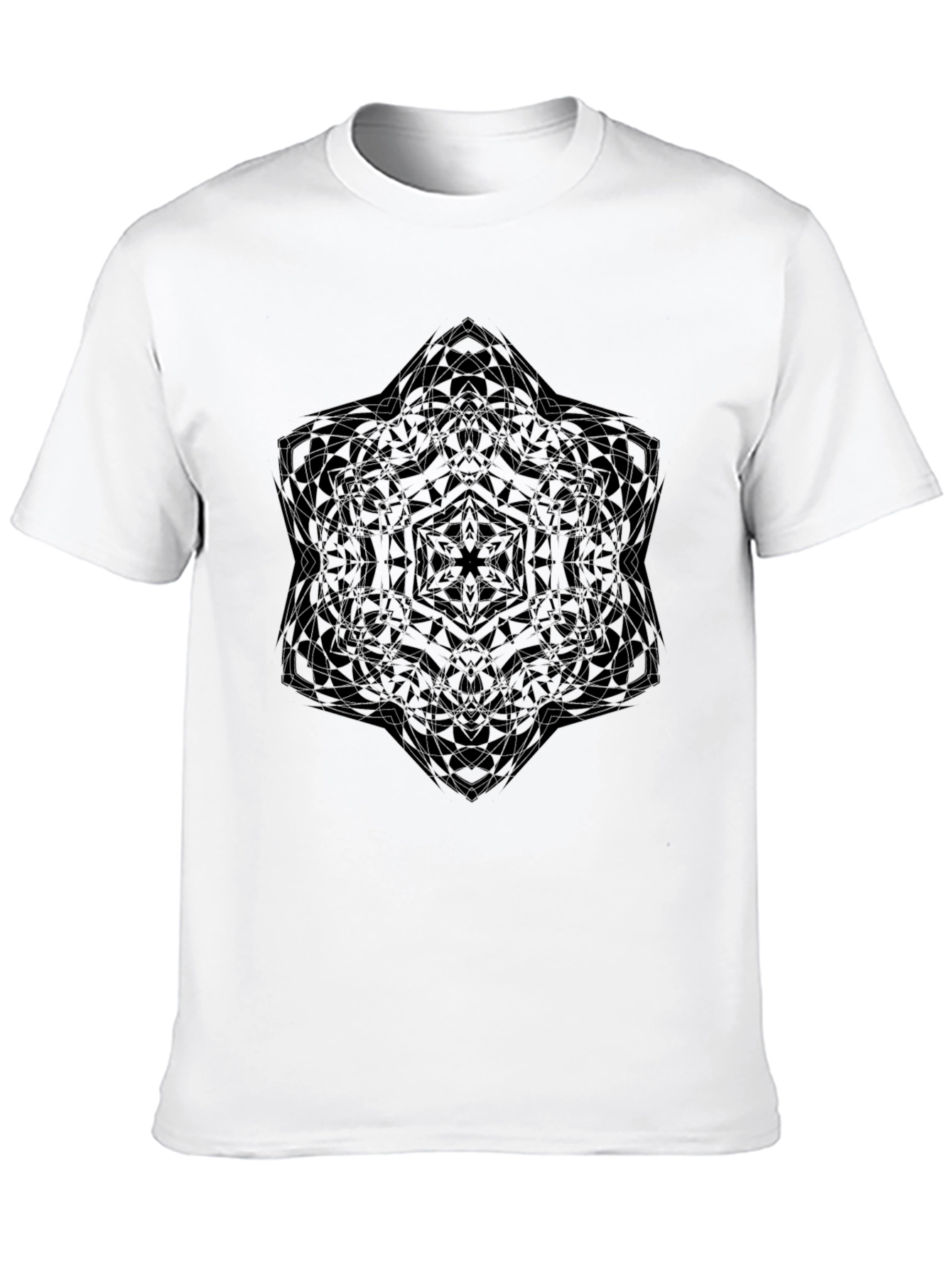 Abstract Geometric Print Black T-Shirt