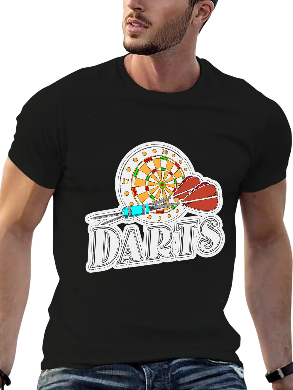 Darts Graphic Tee - Black Casual T-Shirt