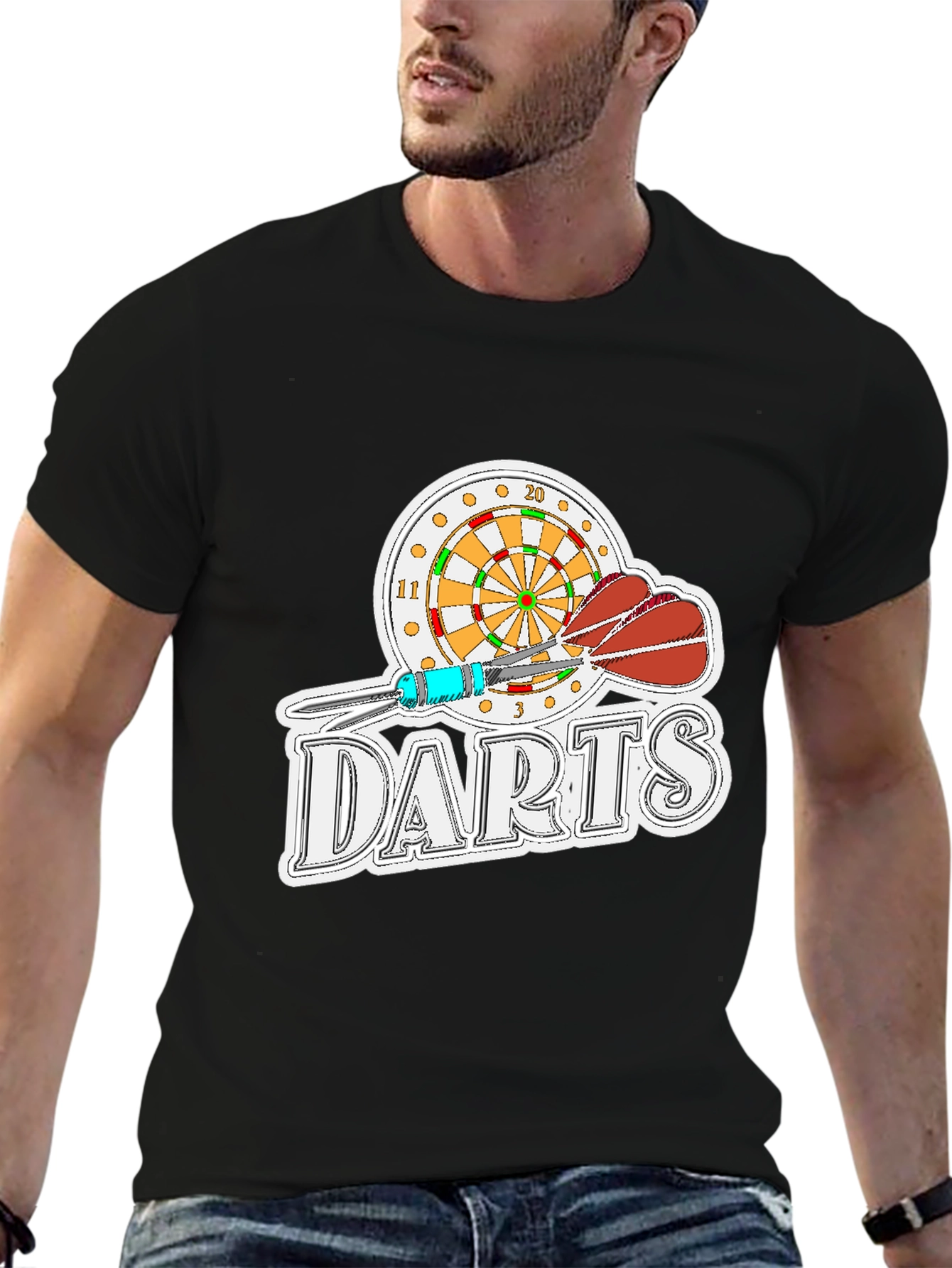 Darts Graphic Tee - Black Casual T-Shirt