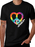Tie-Dye Heart Peace Sign Black T-Shirt