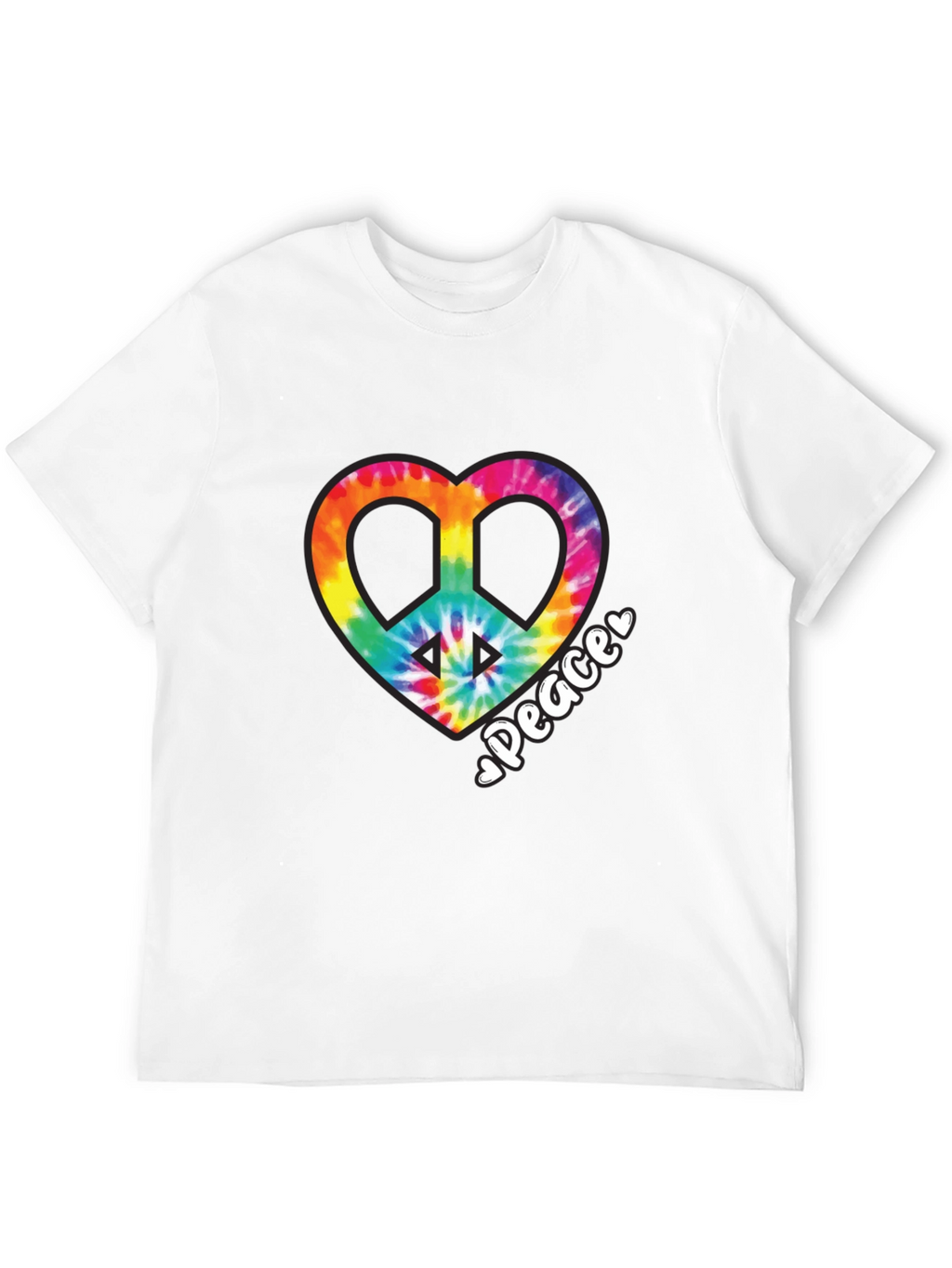 Tie-Dye Heart Peace Sign Black T-Shirt