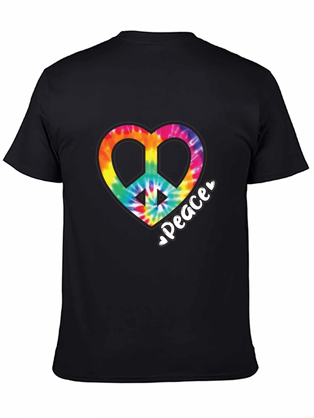 Tie-Dye Heart Peace Sign Black T-Shirt