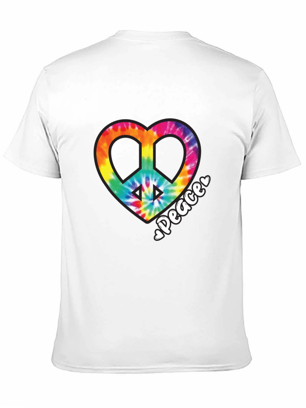 Tie-Dye Heart Peace Sign Black T-Shirt