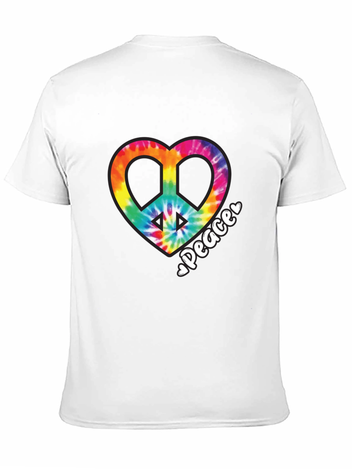 Tie-Dye Heart Peace Sign Black T-Shirt