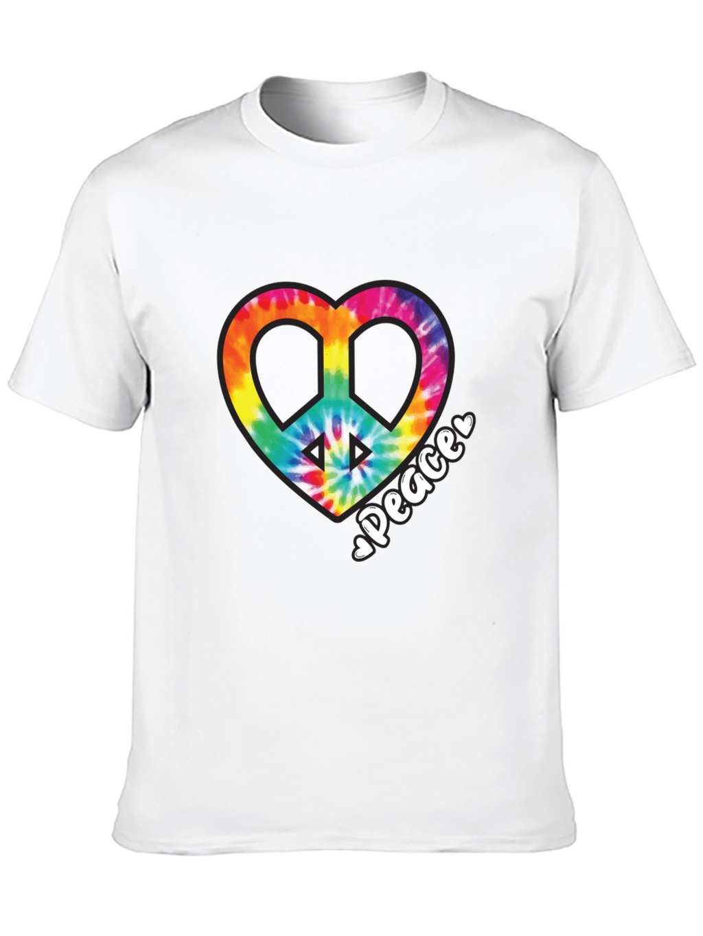 Tie-Dye Heart Peace Sign Black T-Shirt